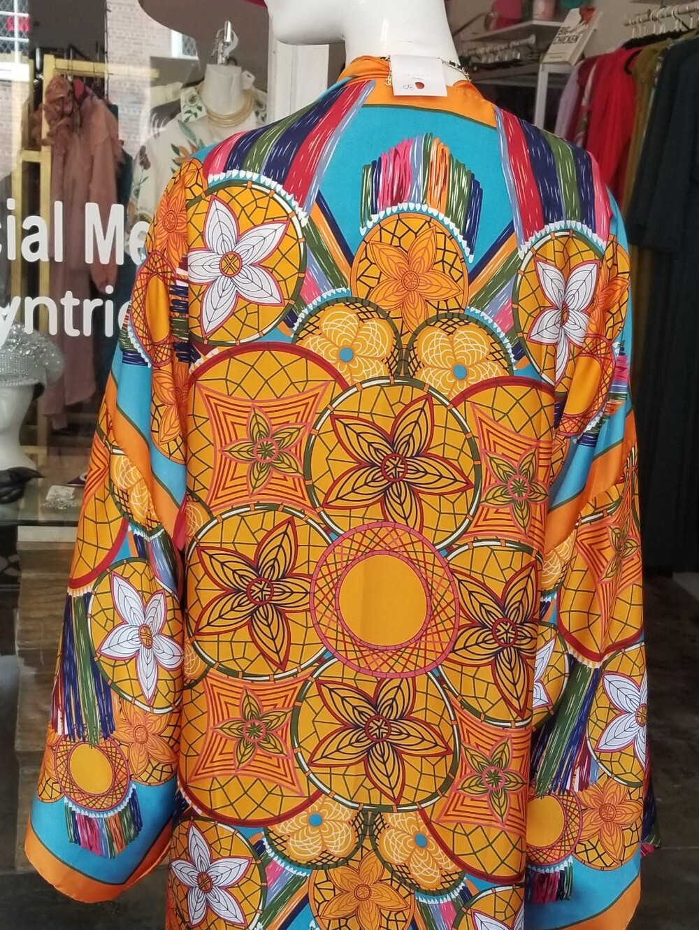 Flowy Orange Floral Oversized Long Kimono - Picture 6 of 6